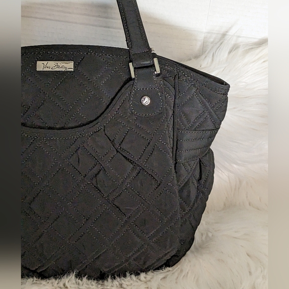 Vera Bradley NWOT 🌸Glenna Tote Purse Handbag Classic Black Microfiber - Picture 11 of 12